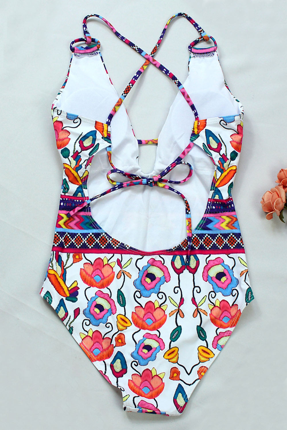 Iyasson Women's Sexy Deep V-Neck Hollow Back Cross Backless Swimsuit