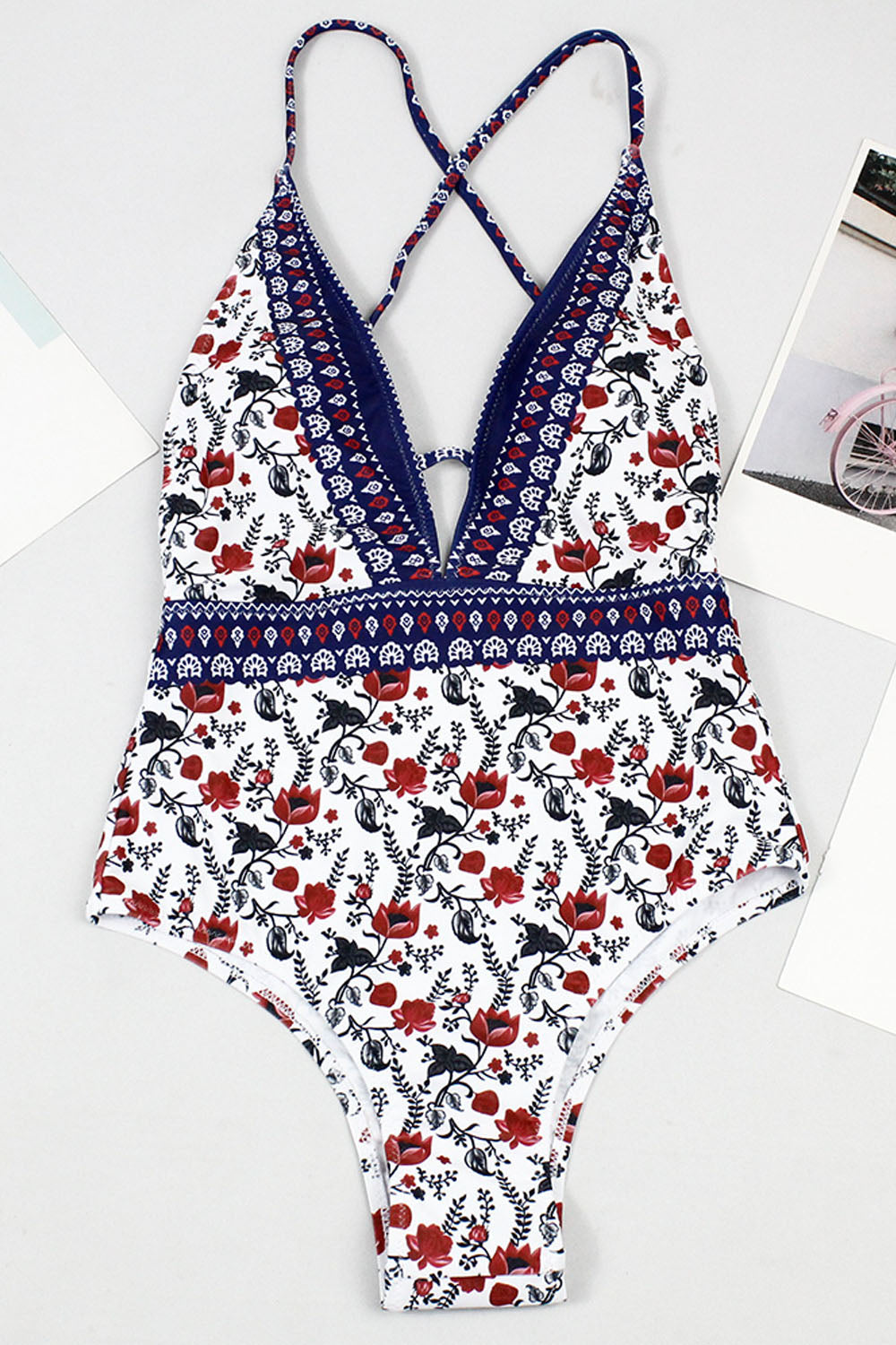 Iyasson Women's Sexy Deep V-Neck Hollow Back Cross Backless Swimsuit