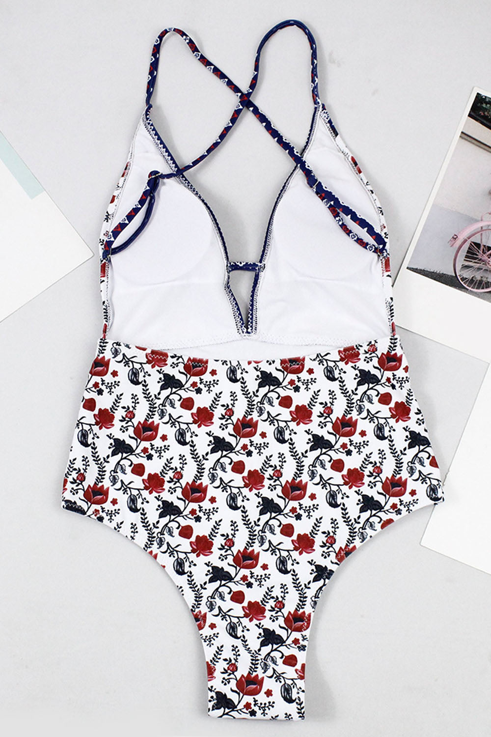 Iyasson Women's Sexy Deep V-Neck Hollow Back Cross Backless Swimsuit