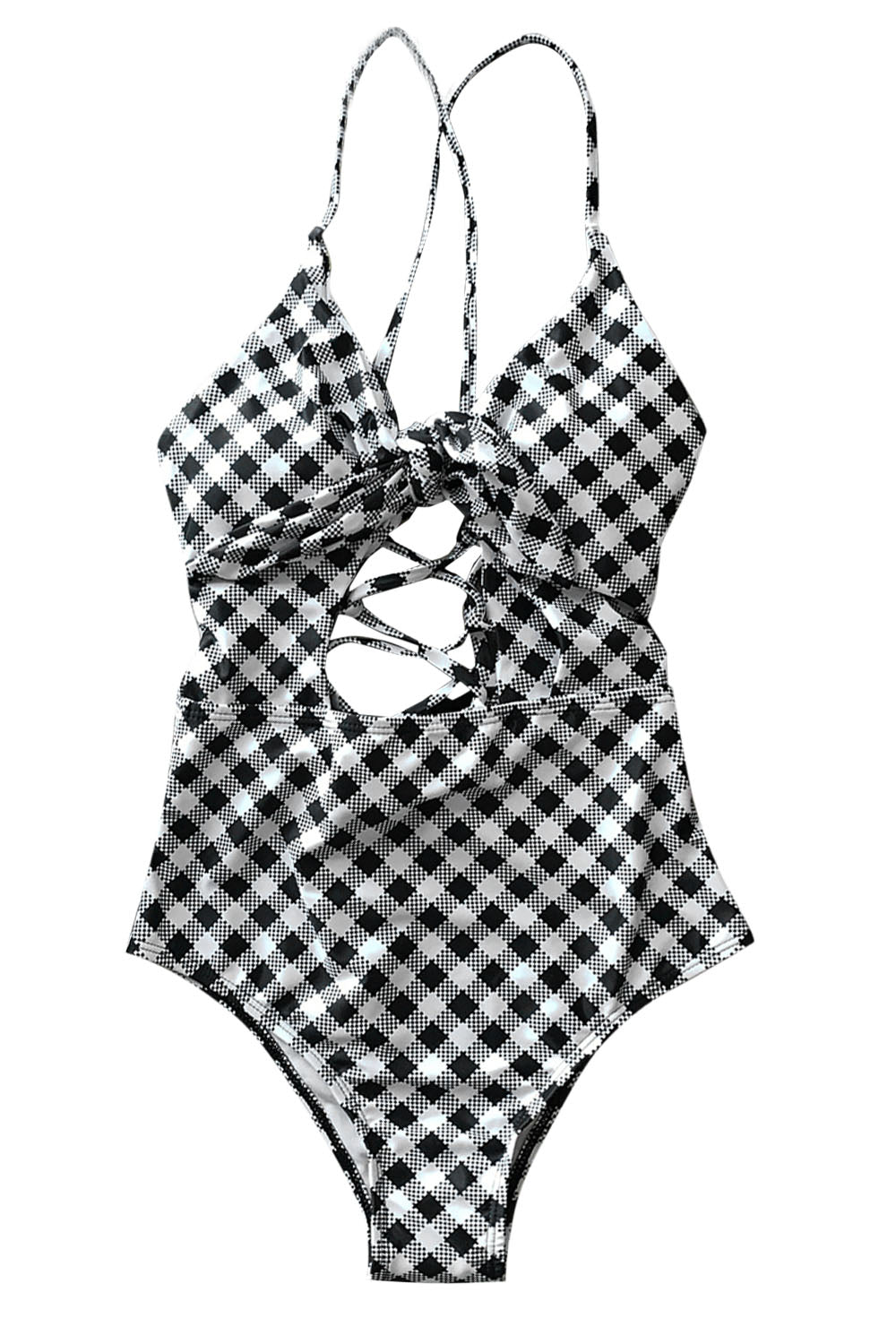 Iyasson Women's Sexy Floral Print Knotted Hollow One-piece Swimsuit