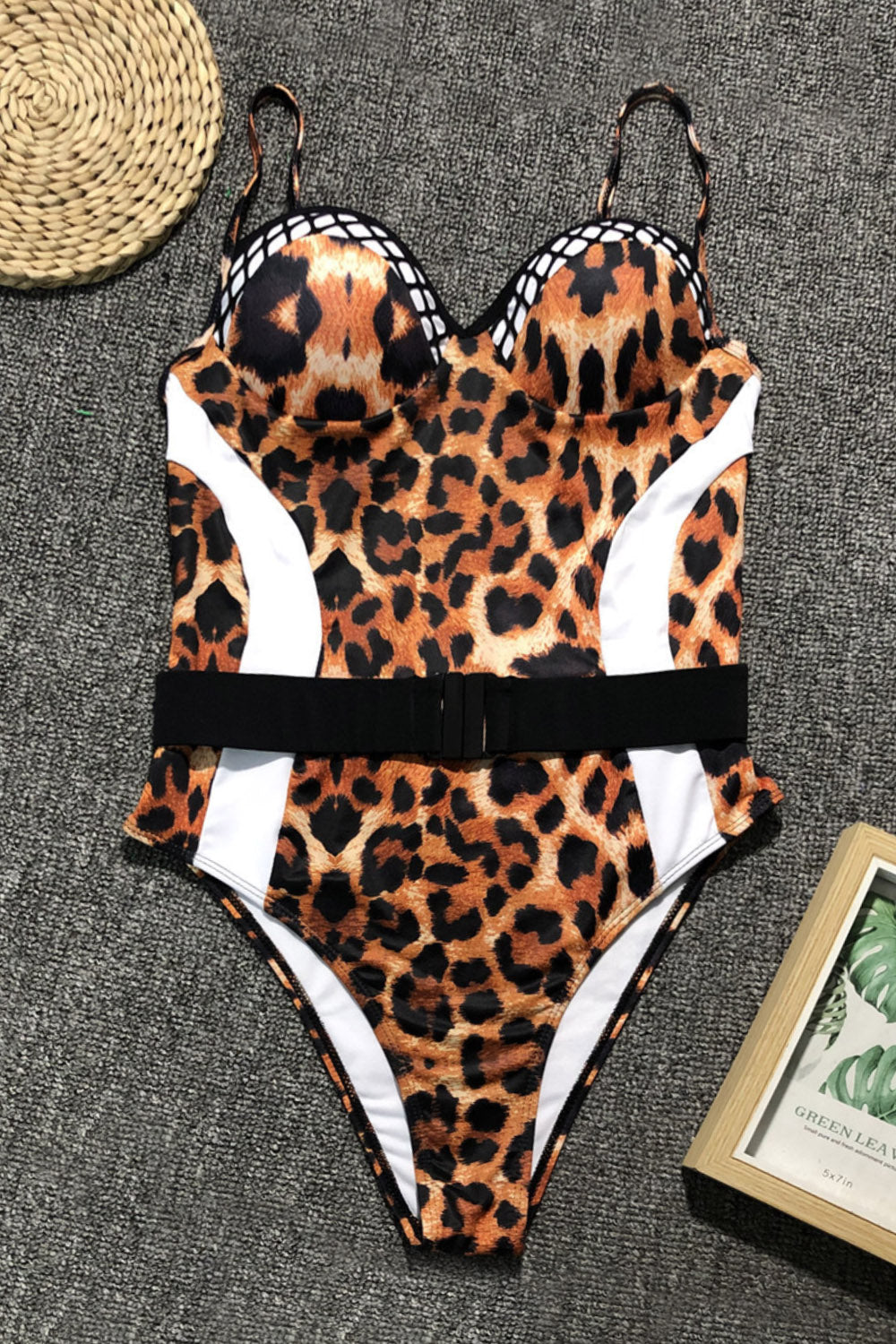 Iyasson Women's Sexy Low-cut Buckle Belt Spaghetti Strap Swimsuit