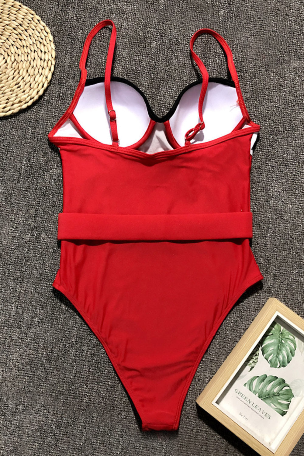 Iyasson Women's Sexy Low-cut Buckle Belt Spaghetti Strap Swimsuit