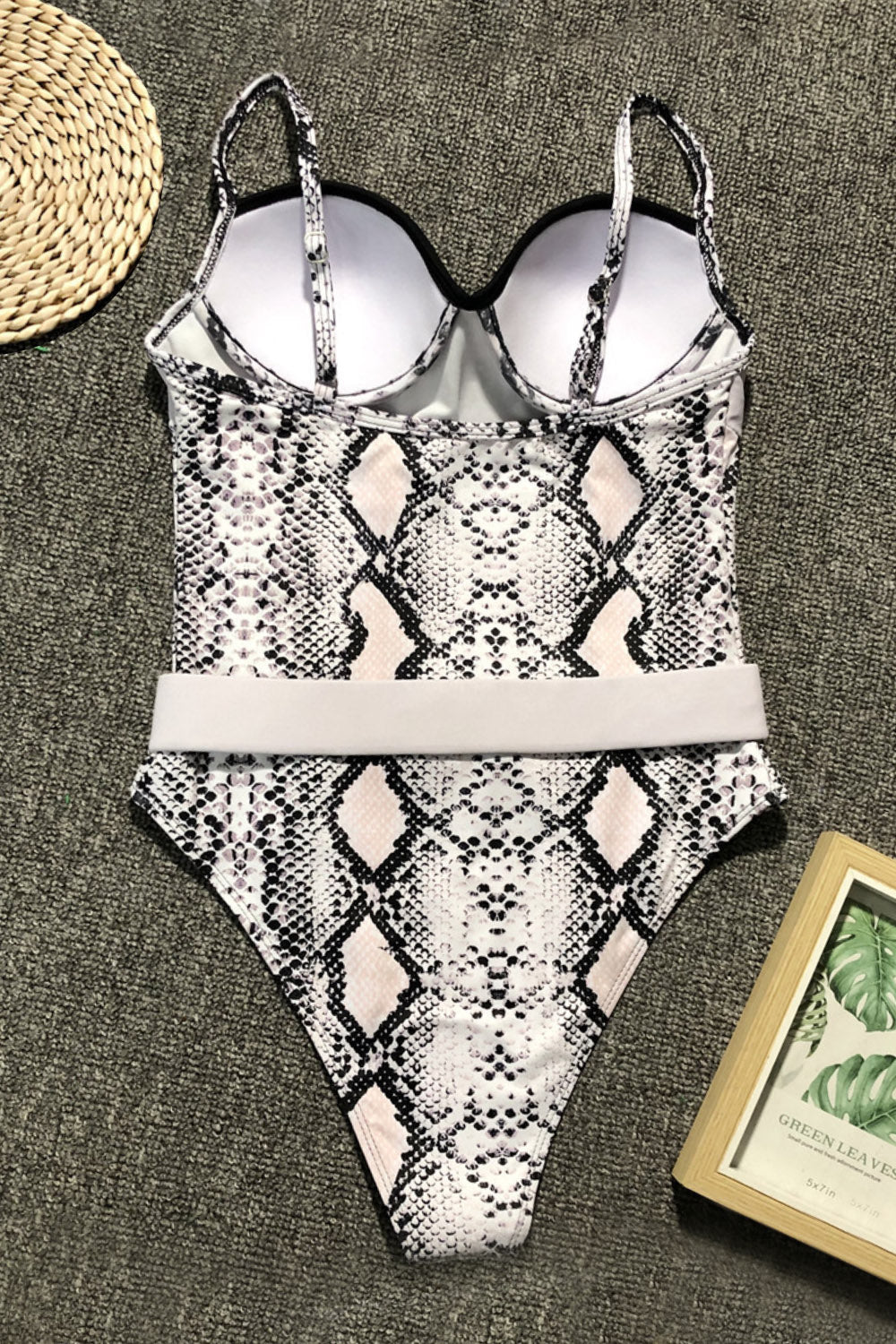 Iyasson Women's Sexy Low-cut Buckle Belt Spaghetti Strap Swimsuit