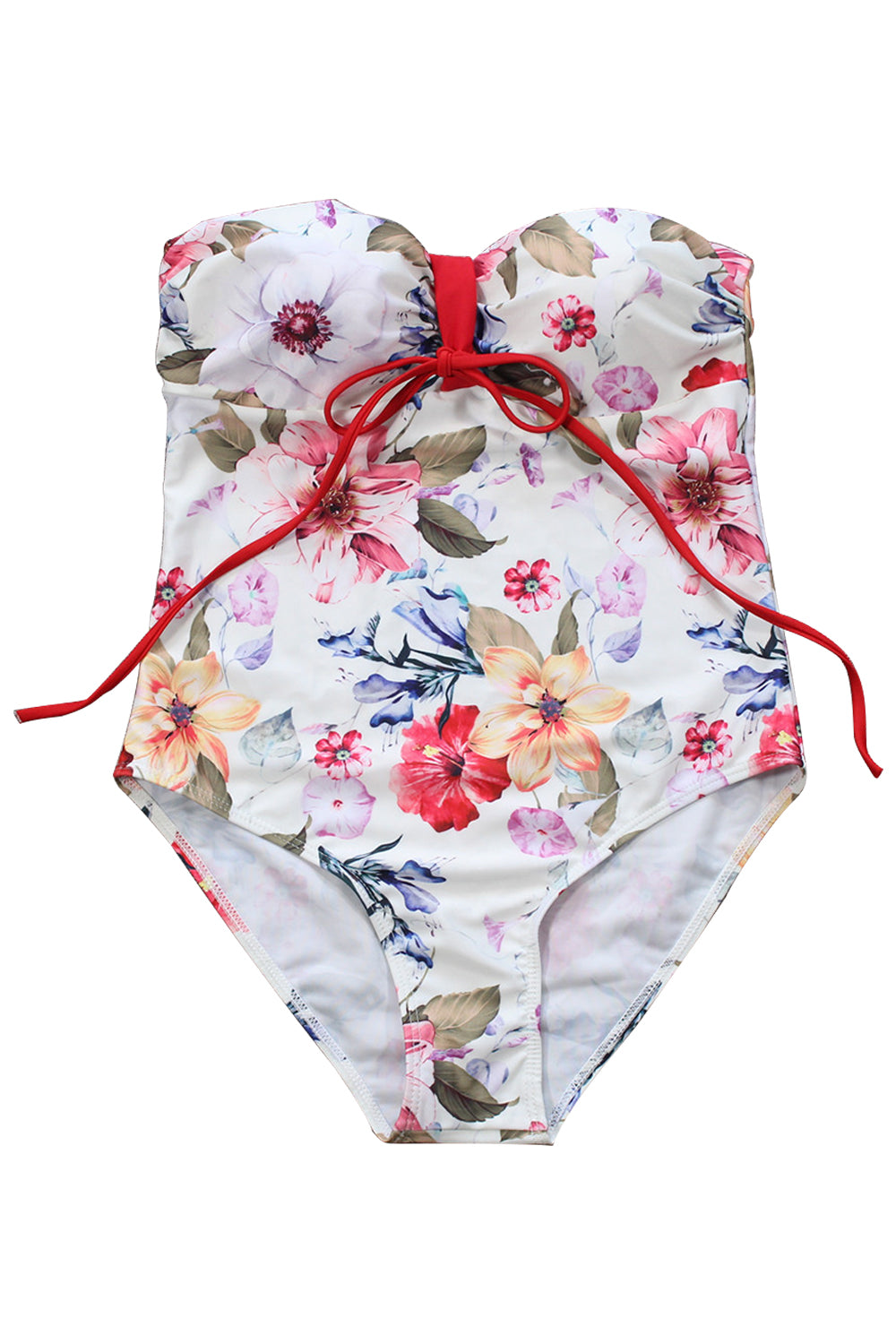 Iyasson White Floral Print Strappy One-piece Swimsuit