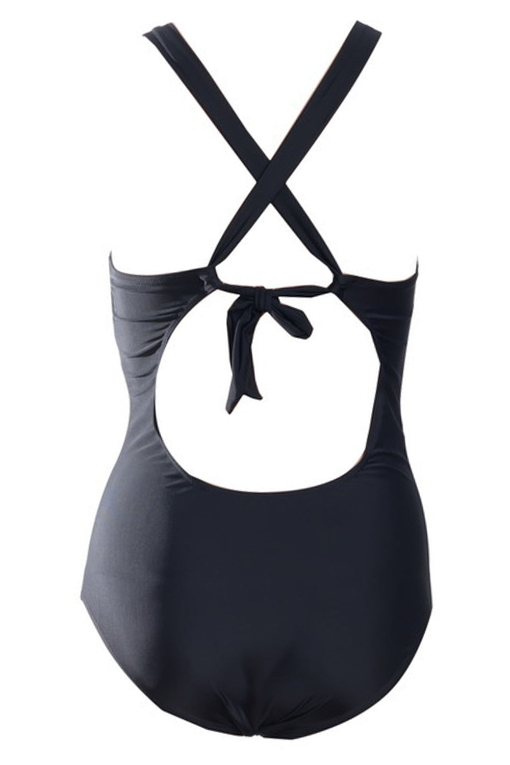 Iyasson Solid Color Front Cross Design One-piece Swimsuit