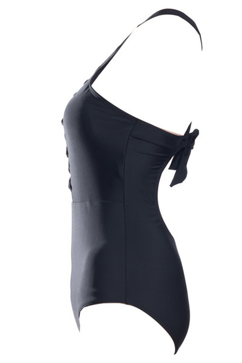 Iyasson Solid Color Front Cross Design One-piece Swimsuit