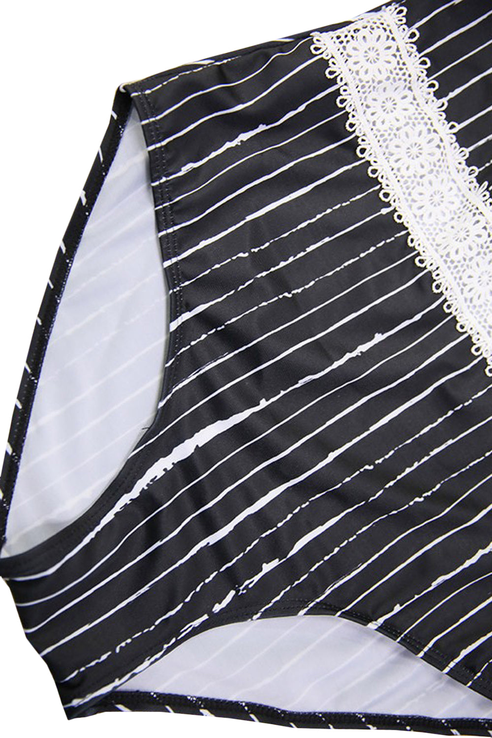 Iyasson White Lace Stripes One-piece Swimsuit