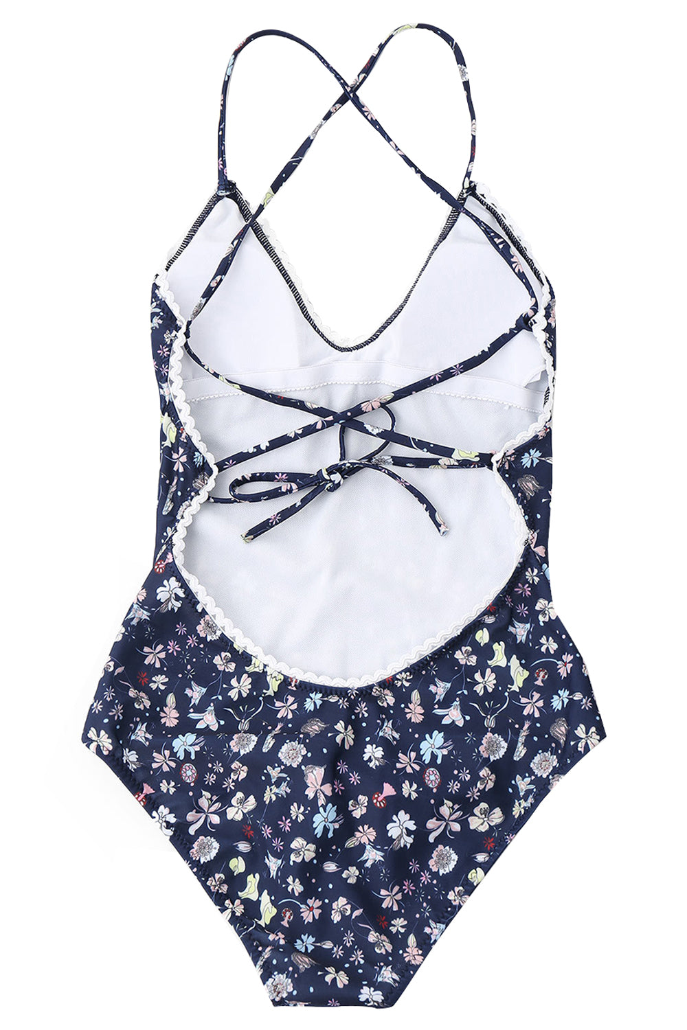 Iyasson Floral Print Backless One-piece Swimsuit