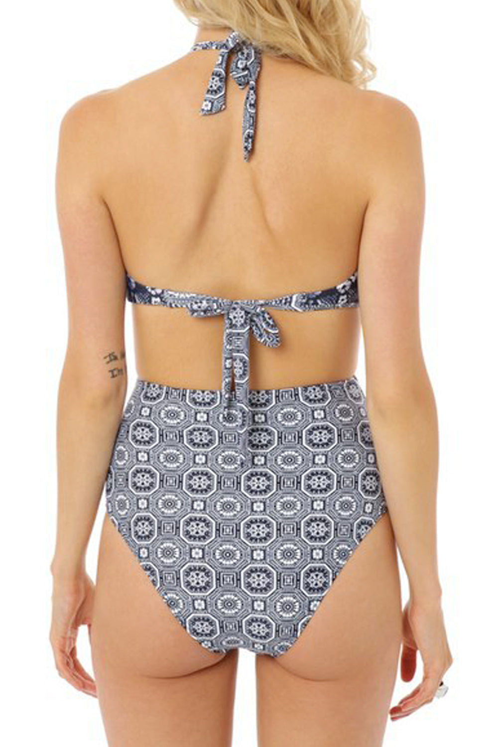 Iyasson Floral Printing Strappy Halter Bobo Bathing Suit