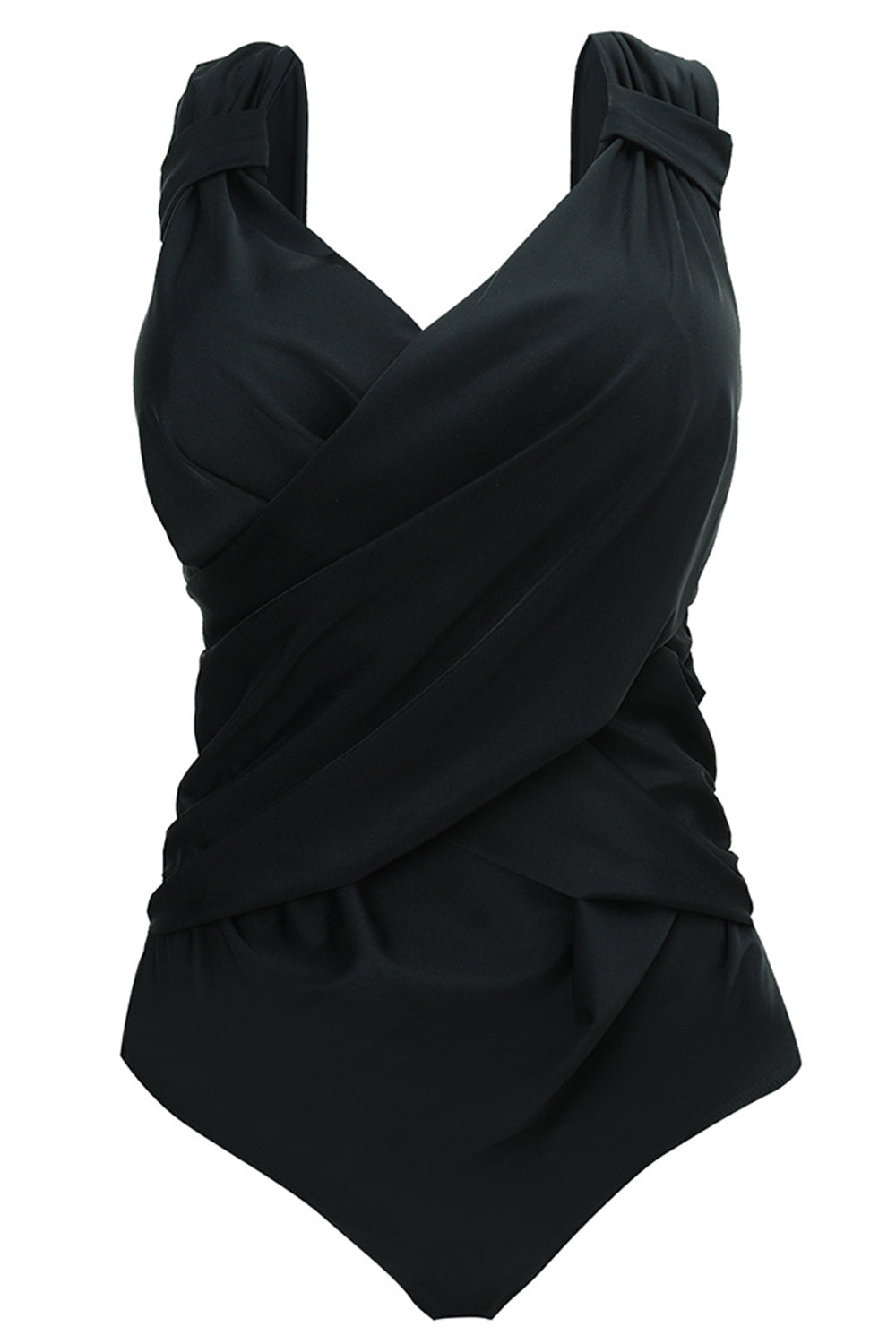 Iyasson Solid colour Cross Design One-piece swimsuit