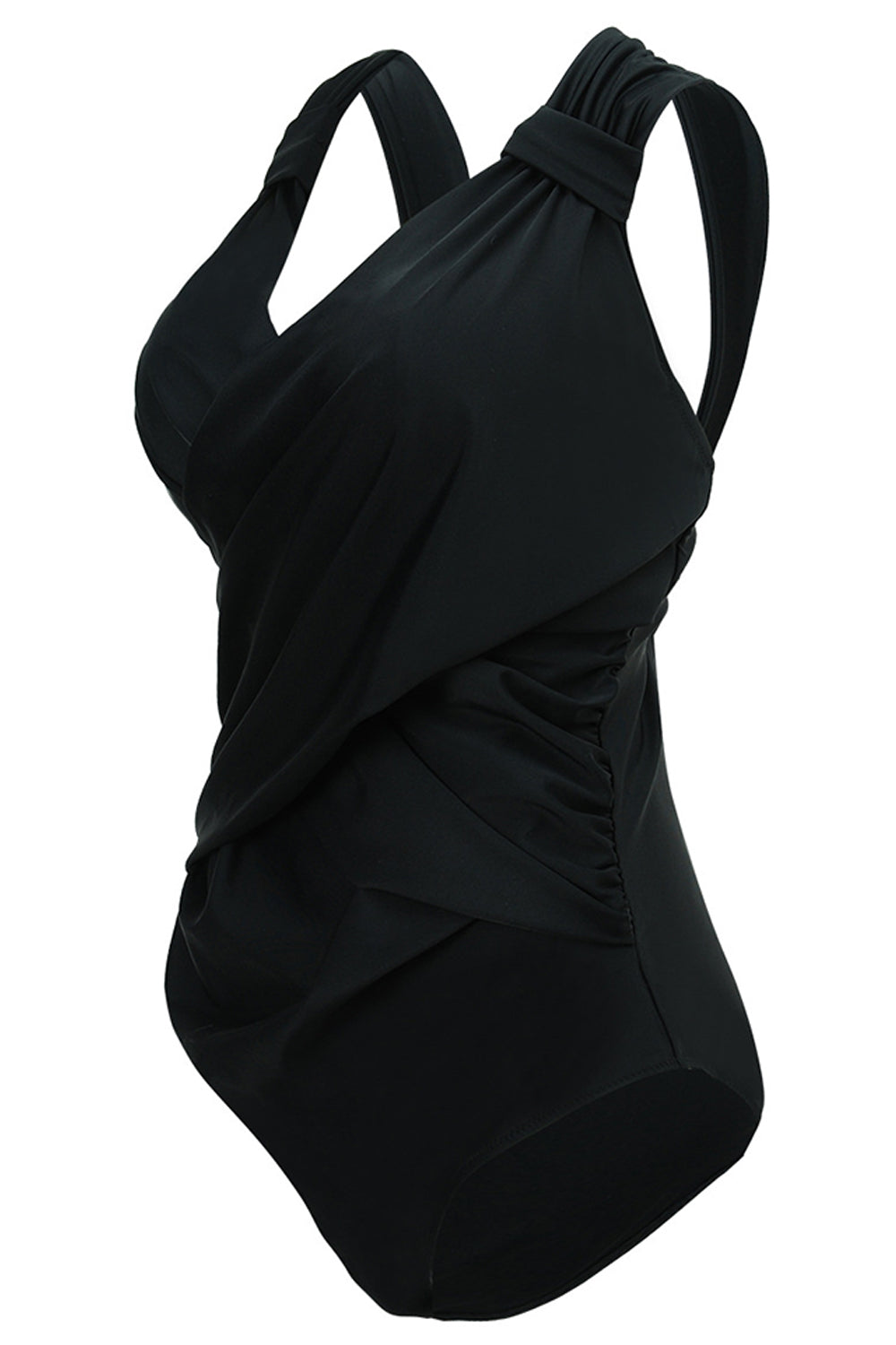 Iyasson Solid colour Cross Design One-piece swimsuit