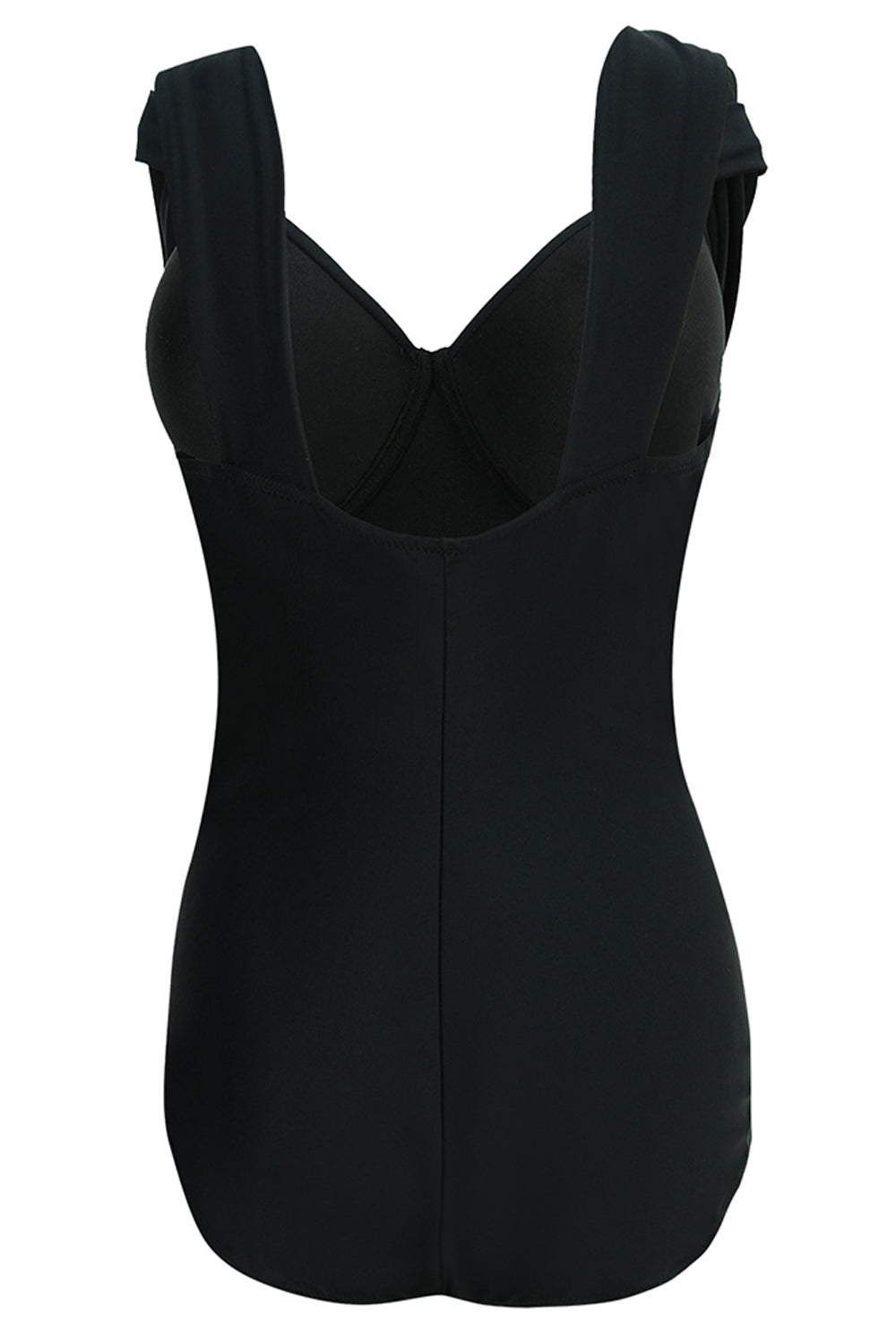 Iyasson Solid colour Cross Design One-piece swimsuit