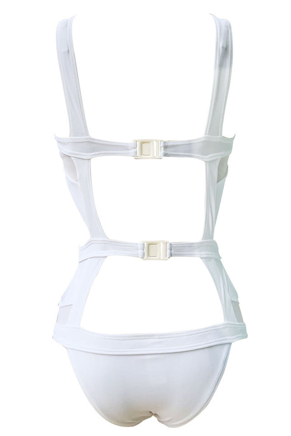 Iyasson Solid Color Mesh Splicing One-piece Swimsuit