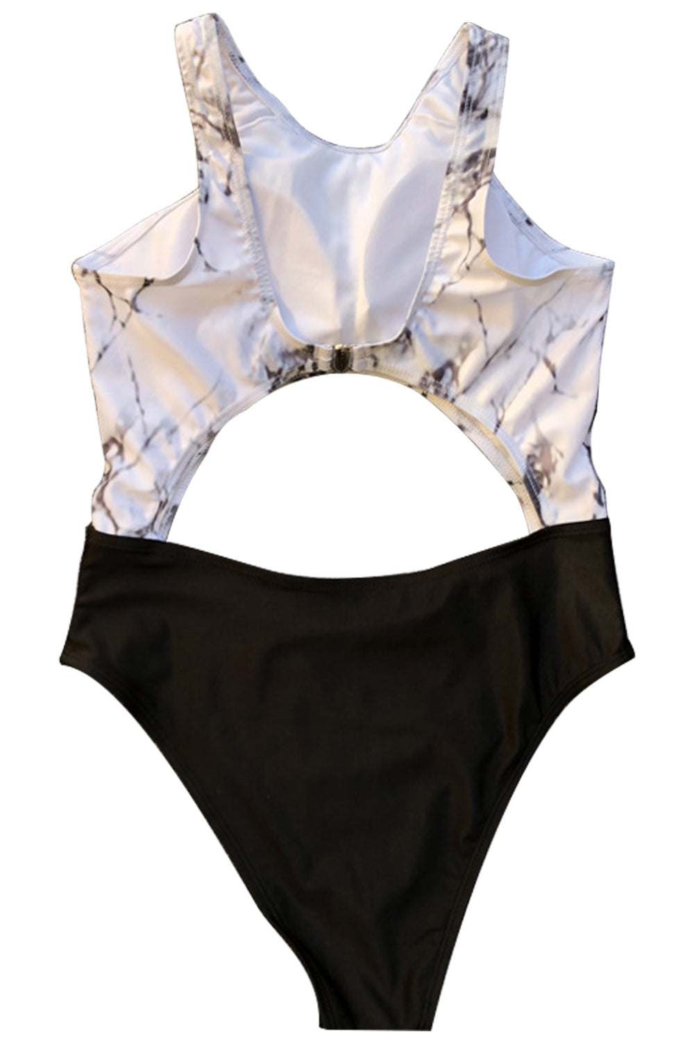 Iyasson Sexy Marble Printing High-neck One-piece Swimsuit