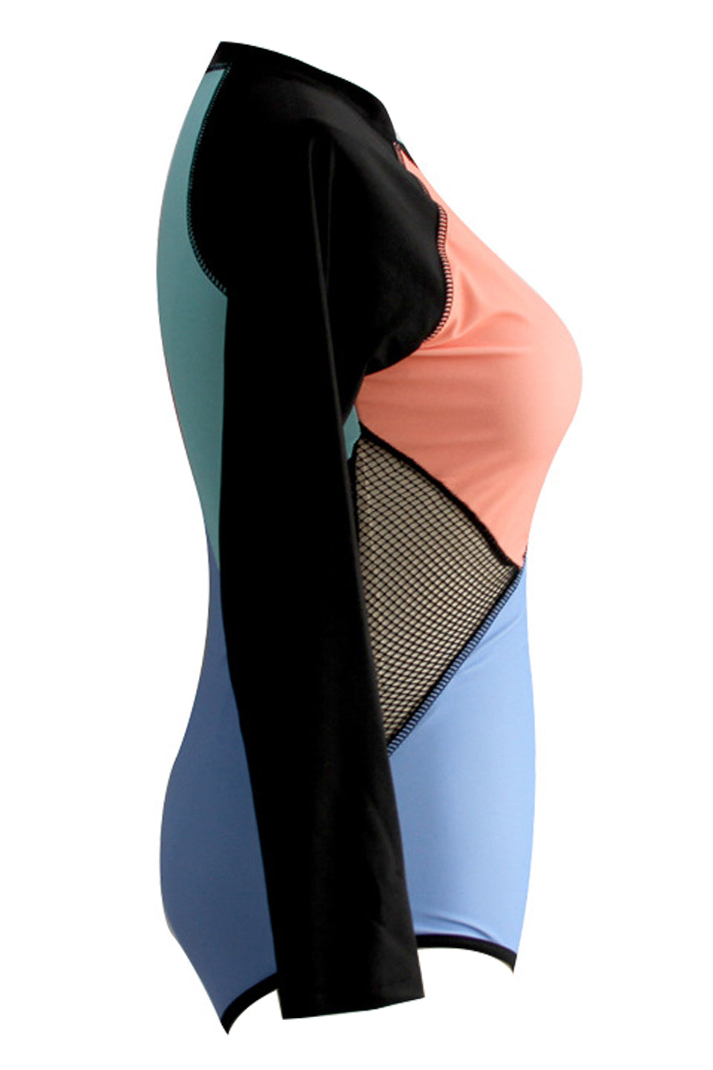 Iyasson Special Romance Solid Splicing Printing Long-sleeve Bathing Suit