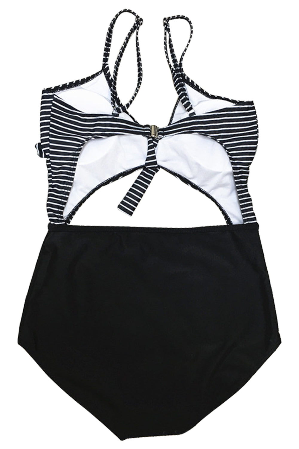 Iyasson Stripe splicing Halter One-piece Swimsuit