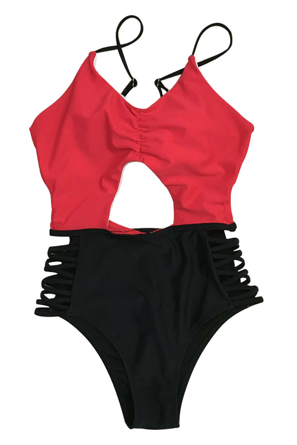 Iyasson Sex Contrast Color Hollowed Out Design One-piece Swimsuit