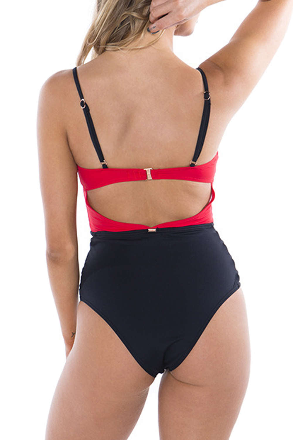 Iyasson Sex Contrast Color Hollowed Out Design One-piece Swimsuit