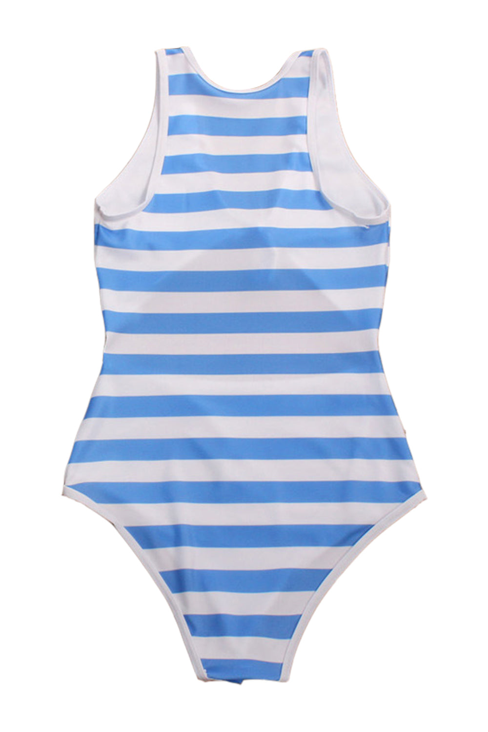 Iyasson Stripe Printing Hollowed out at Front With Sweet Bow One-piece Swimsuit