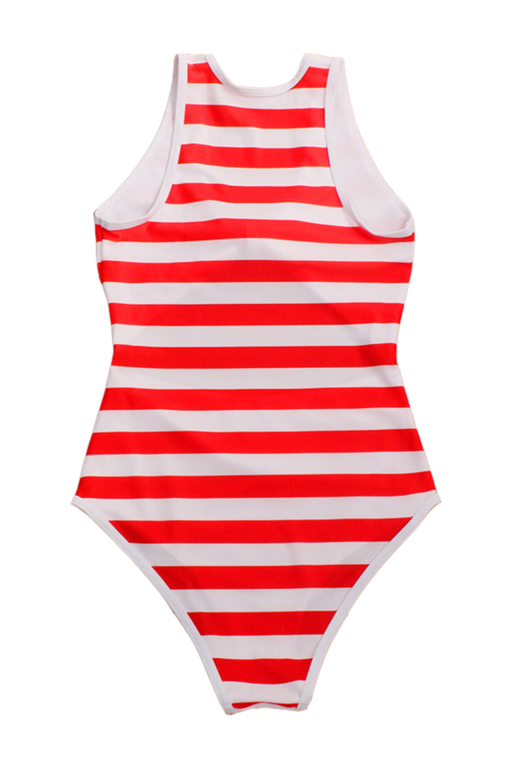 Iyasson Stripe Printing Hollowed out at Front With Sweet Bow One-piece Swimsuit