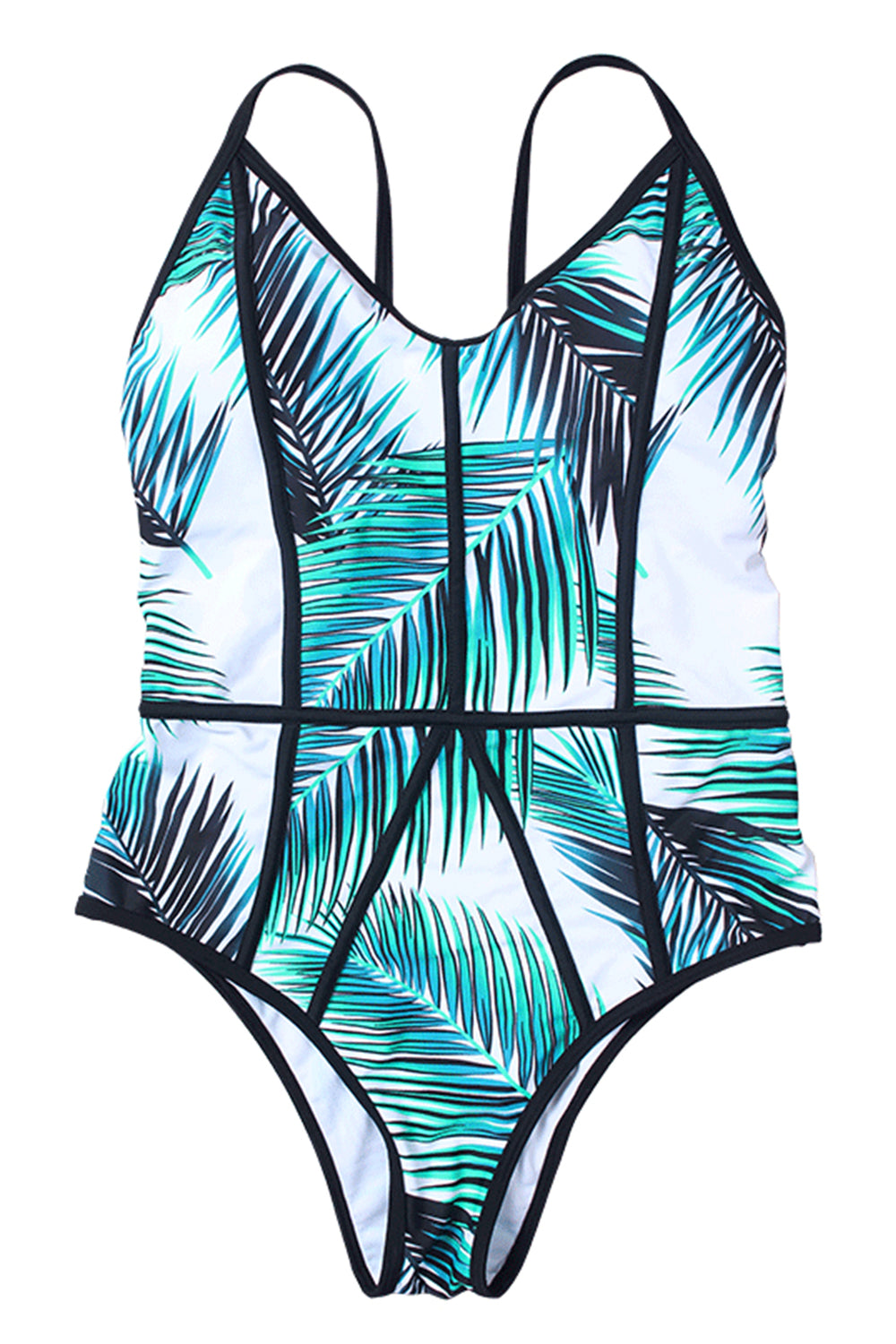 Iyasson Tropical Leaves Print One-piece Swimsuit
