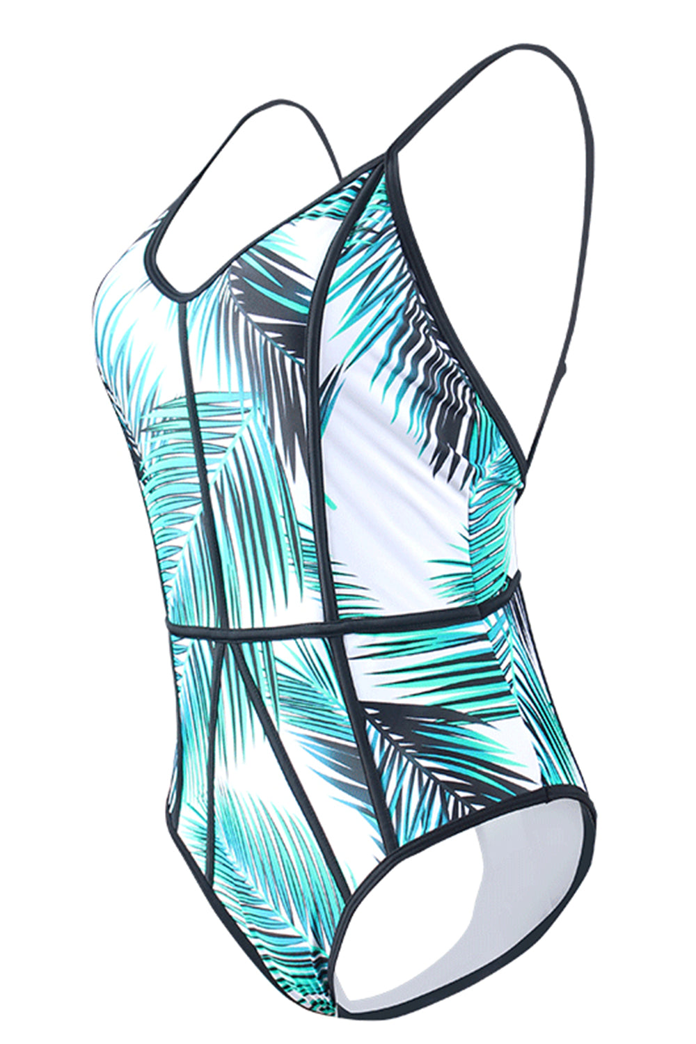 Iyasson Tropical Leaves Print One-piece Swimsuit