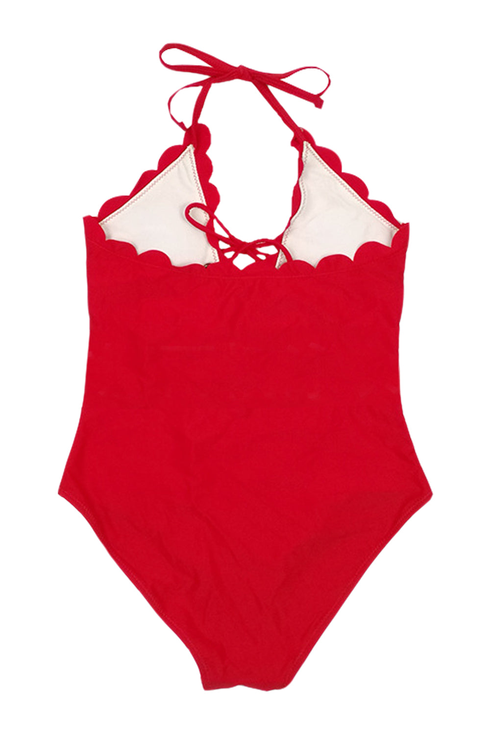 Iyasson Sexy Deep V-neck With Wave Hem One-piece Swimsuit