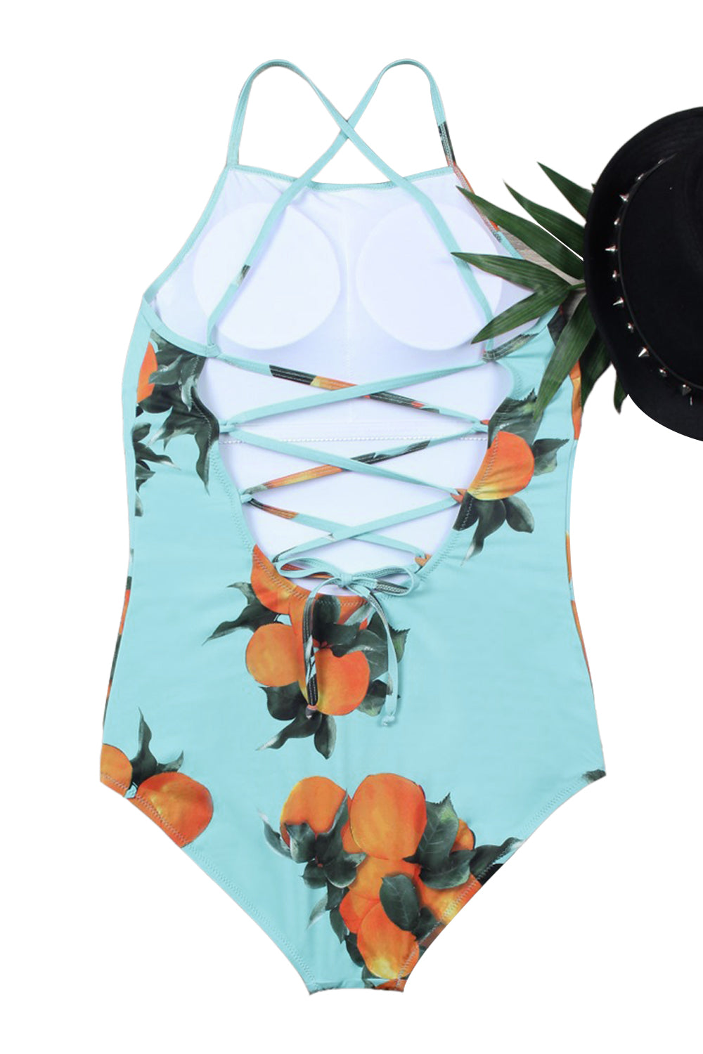 Iyasson Orange Printing Tummy Control Swimwear