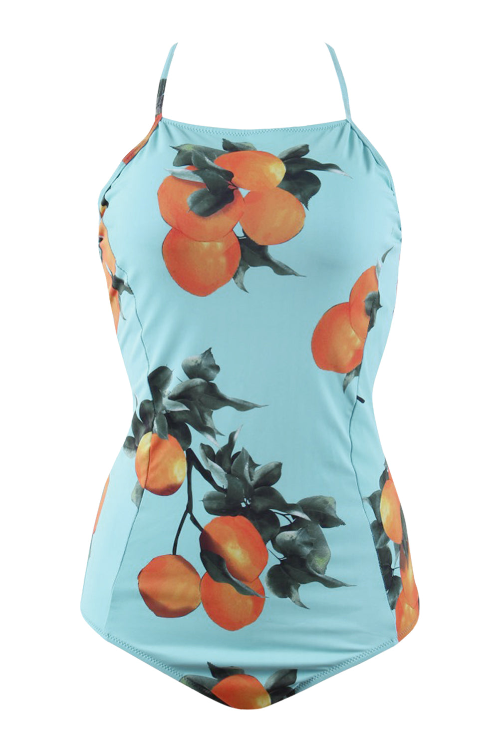 Iyasson Orange Printing Tummy Control Swimwear