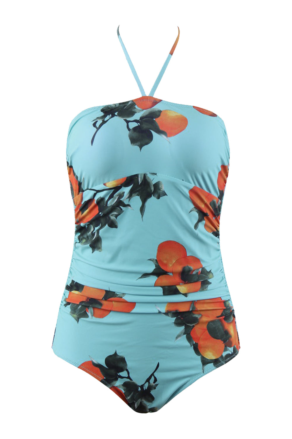 Iyasson Orange Printing Halter One pieces Swimwear