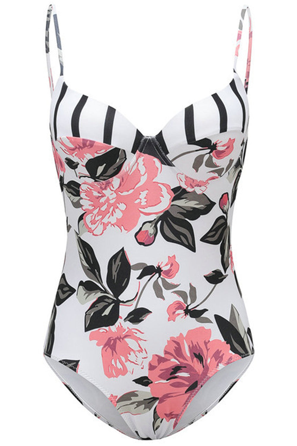 Iyasson Romantic Floral Print One-piece Swimsuit