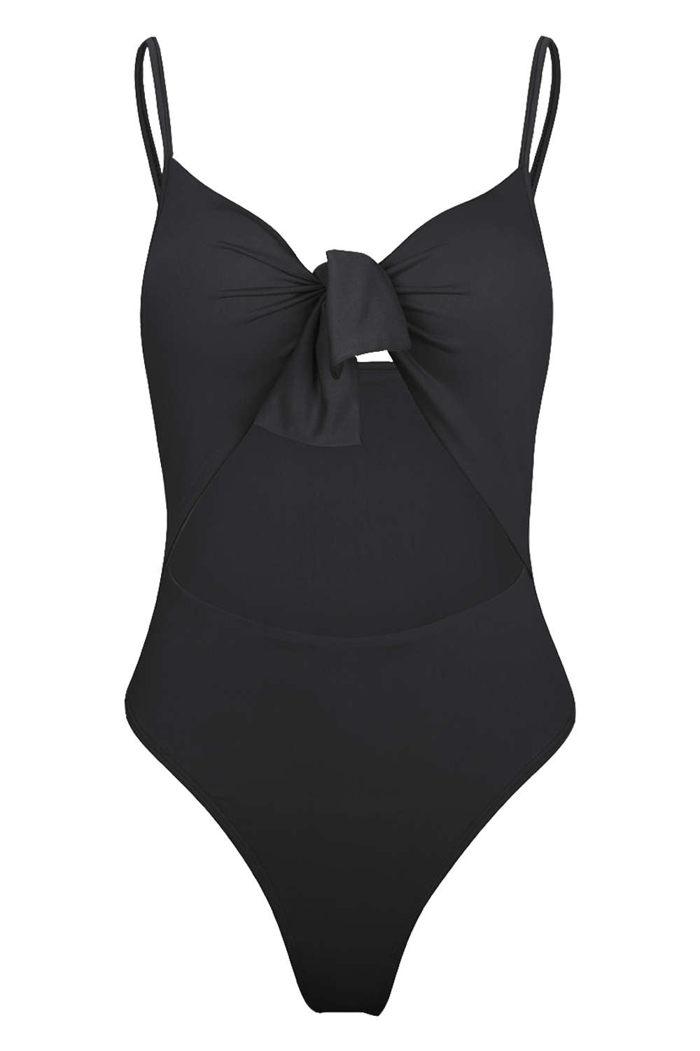Iyasson Solid Color Hollowed Out With Sweet Bow One-piece Swimsuit