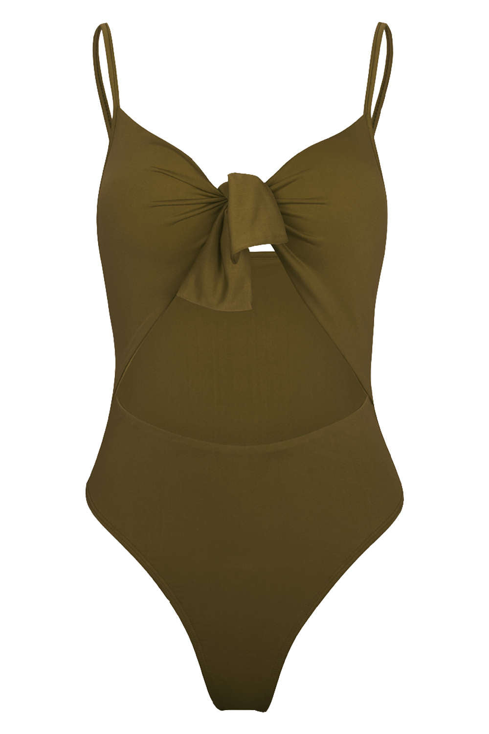 Iyasson Solid Color Hollowed Out With Sweet Bow One-piece Swimsuit