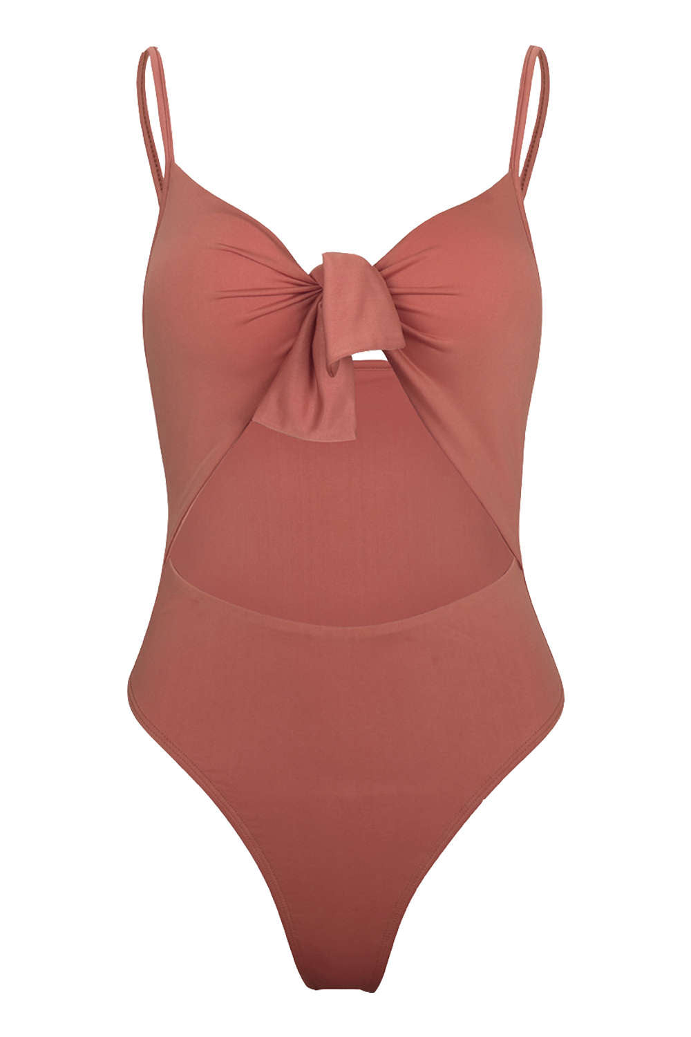 Iyasson Solid Color Hollowed Out With Sweet Bow One-piece Swimsuit