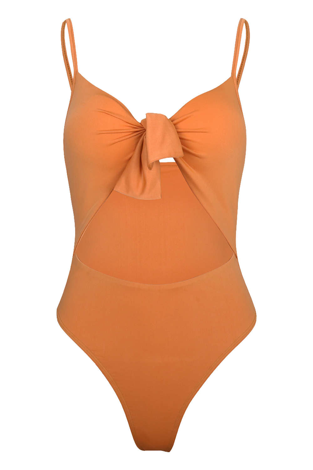 Iyasson Solid Color Hollowed Out With Sweet Bow One-piece Swimsuit