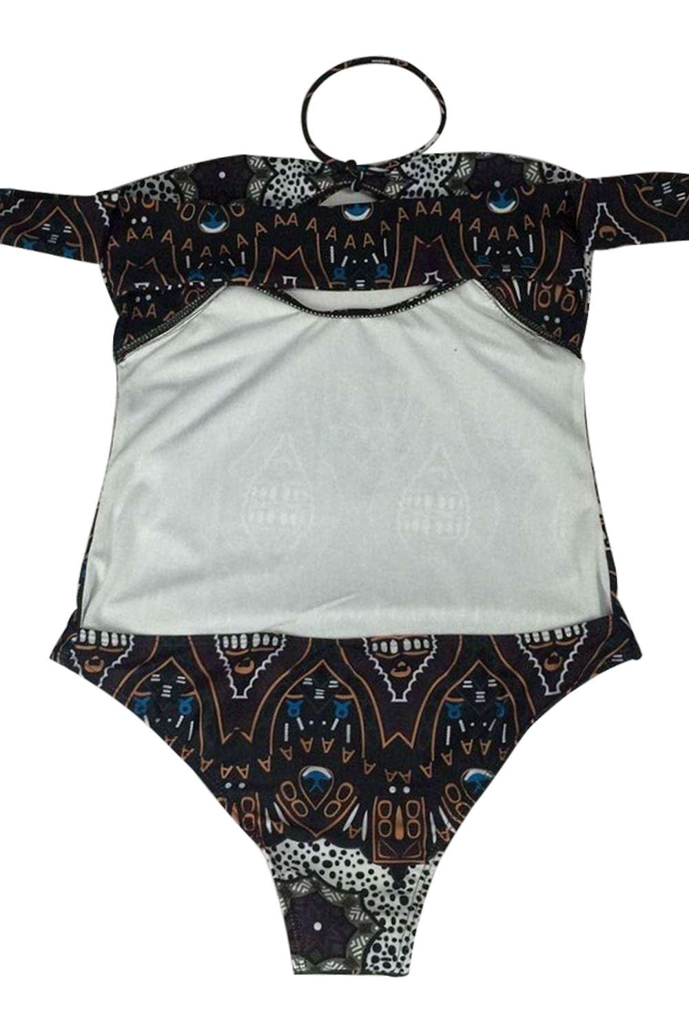 Iyasson Front Hollow Design Halter One-piece Swimsuit