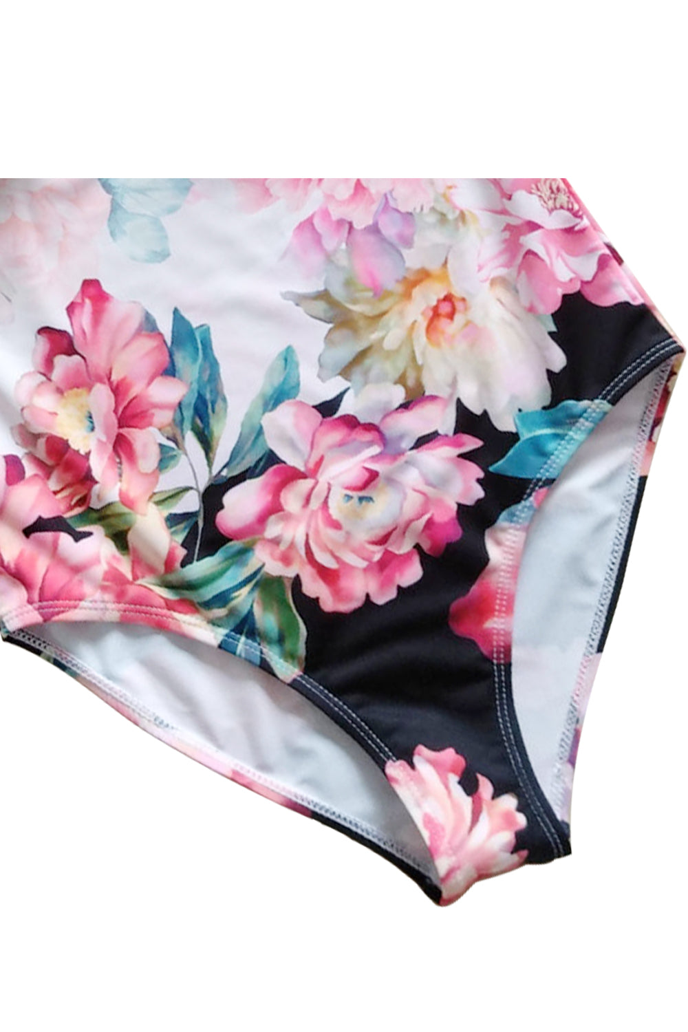 Iyasson White Floral Print Tummy Control Swimwear