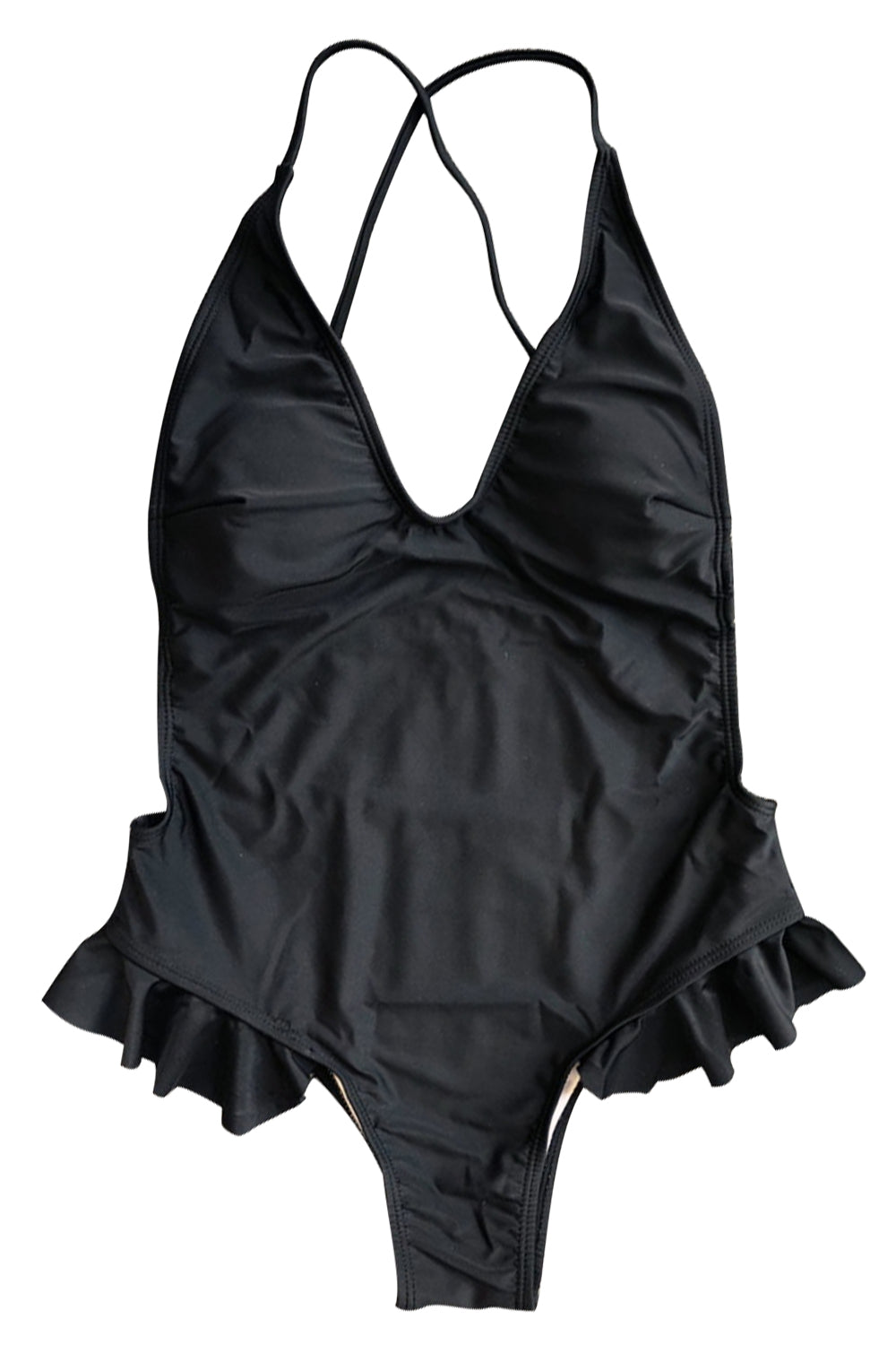 Iyasson Sexy Deep V-neck Design Backless One-piece Swimsuit