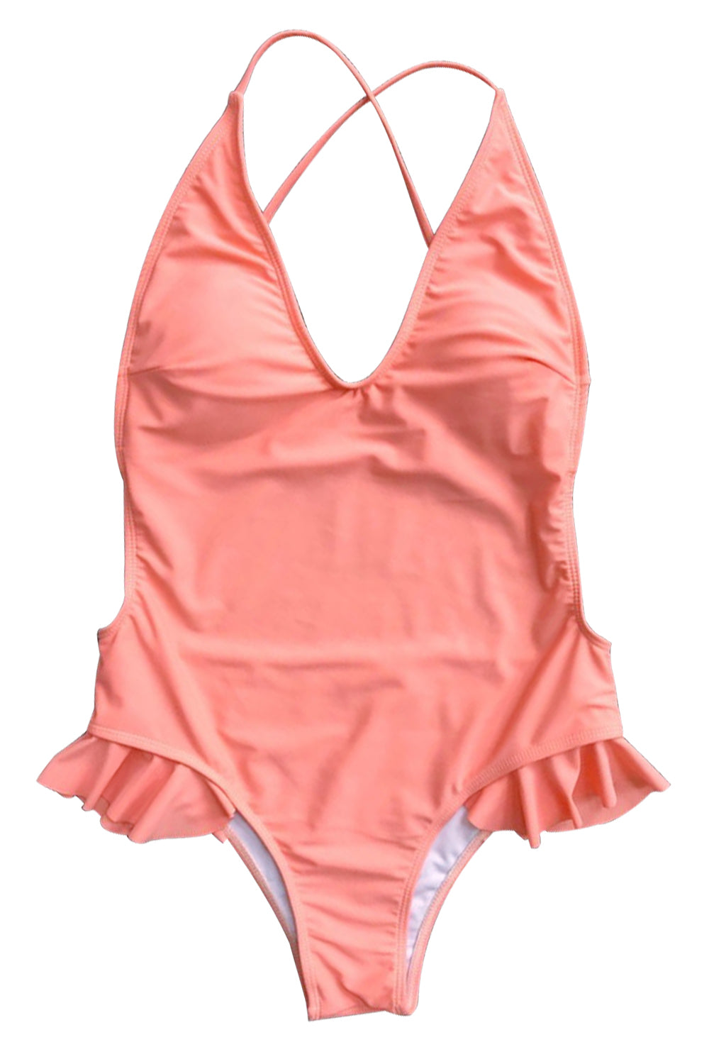 Iyasson Sexy Deep V-neck Design Backless One-piece Swimsuit