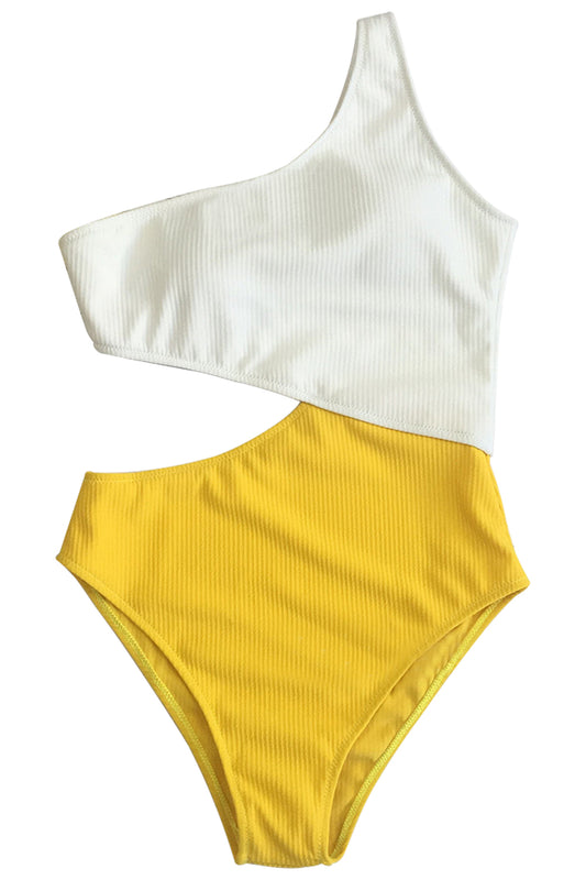 Iyasson One-shoulder Side hollow design One-piece swimsuit