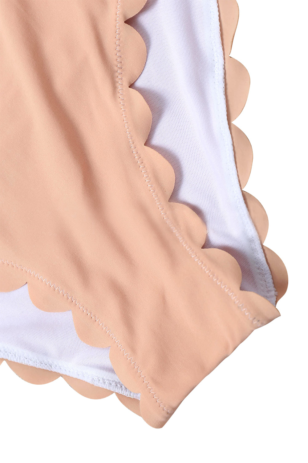 Iyasson Orange Wave hem Halter Bikini Sets