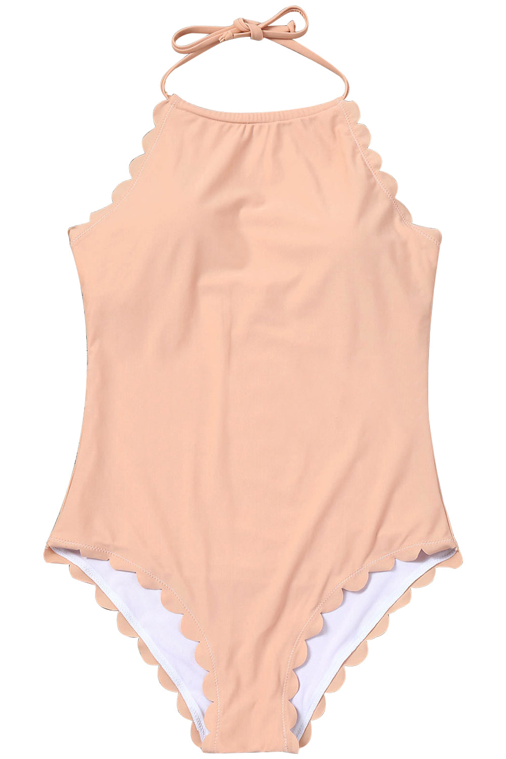 Iyasson Orange Wave hem Halter Bikini Sets