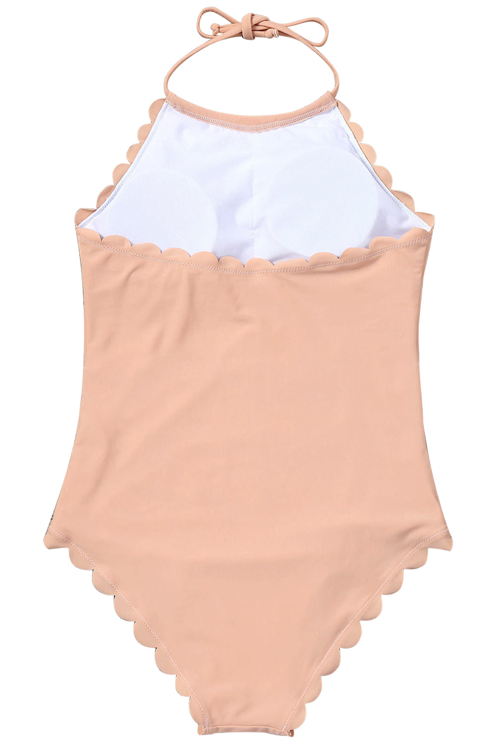 Iyasson Orange Wave hem Halter Bikini Sets