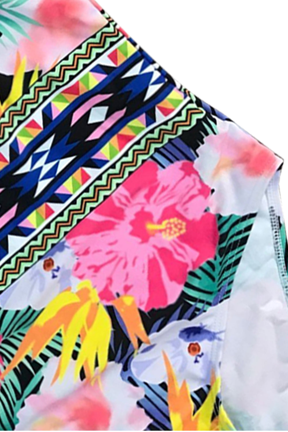 Iyasson Floral Printing Mesh Splicing One-piece Swimsuit