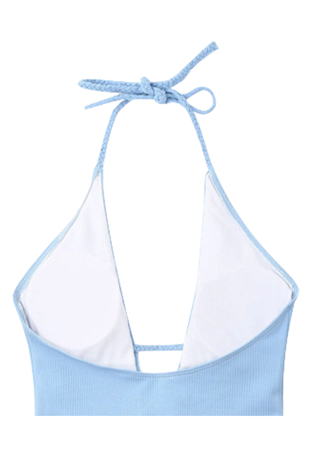 Iyasson Blue Deep V-neckline Halter One-piece Swimsuit