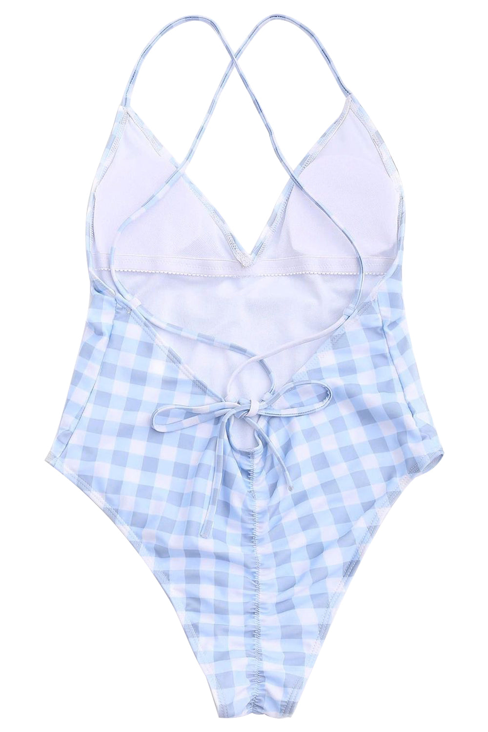 Iyasson Sexy Latticed Printing Back Cross One-piece Swimsuit