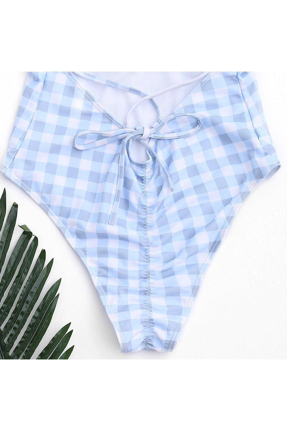 Iyasson Sexy Latticed Printing Back Cross One-piece Swimsuit