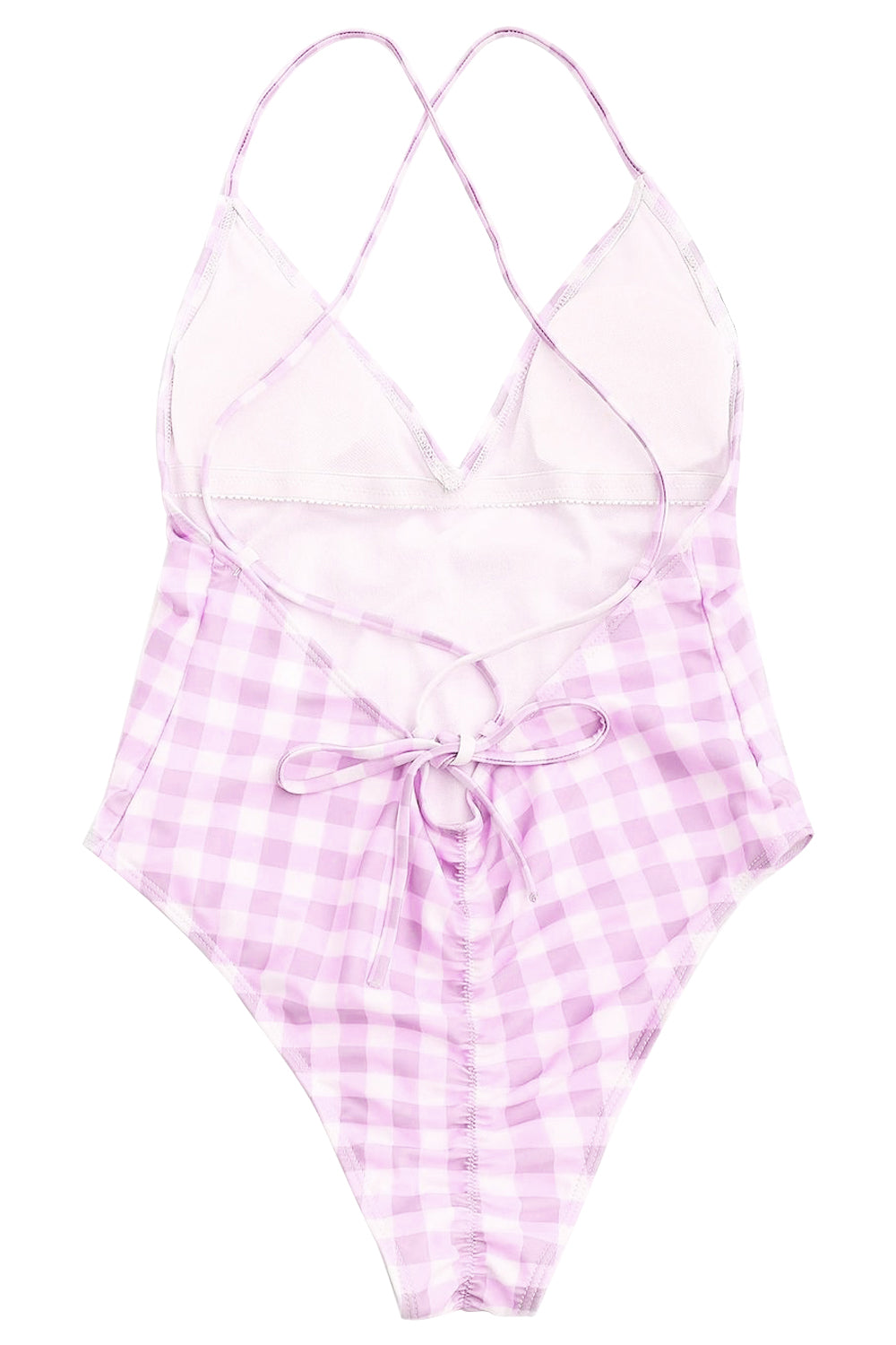 Iyasson Sexy Latticed Printing Back Cross One-piece Swimsuit