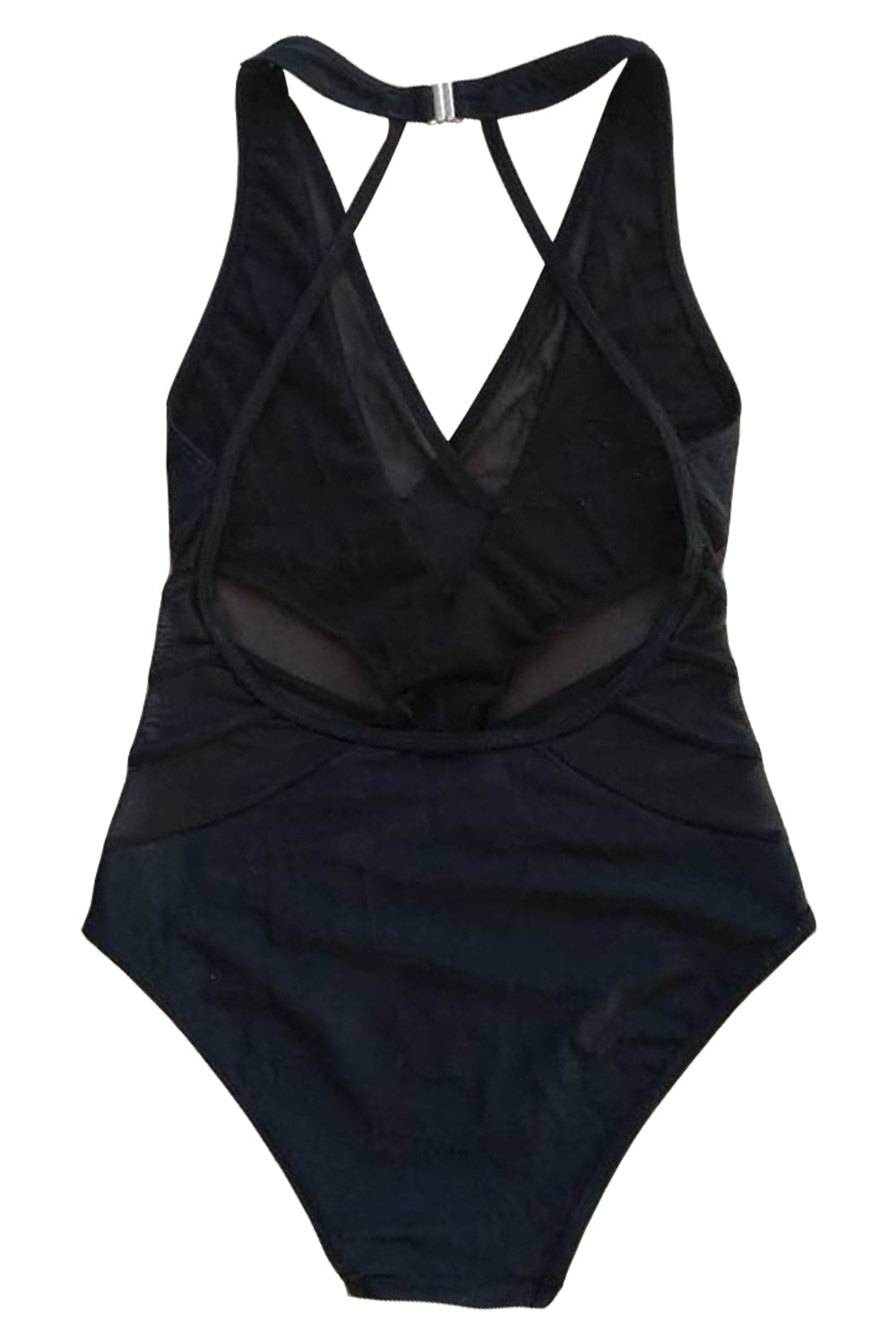Iyasson Sexy Black See through Halter One-piece Swimsuit