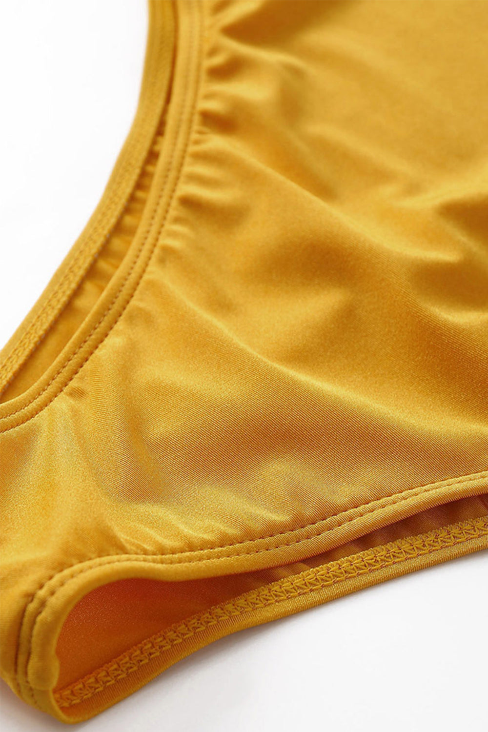 Iyasson Yellow Off-shoulder Hollow Out One-piece Swimsuit